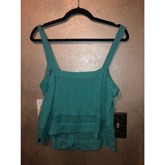 Hurley  CottageCore Hippie Boho Summer Time Tank  Green Blue Slate Tank  Small - Picture 4 of 5